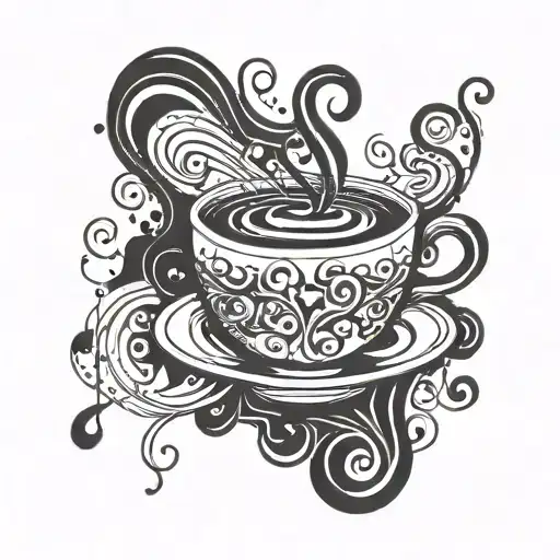 A Steaming Coffee Cup With Music Notes Swirling Around It