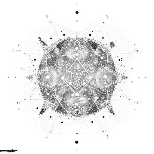 A Constellation Of Music Symbols And Equations In A Cosmic Background