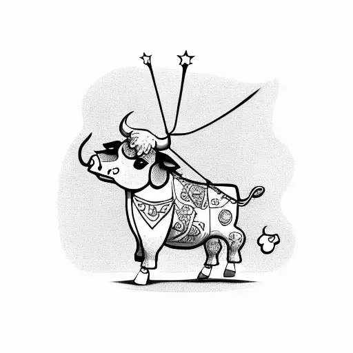 Flying Cute Cow Tied To A Balloon
