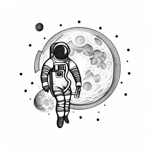 Astronaut Hanging From A Full Moon