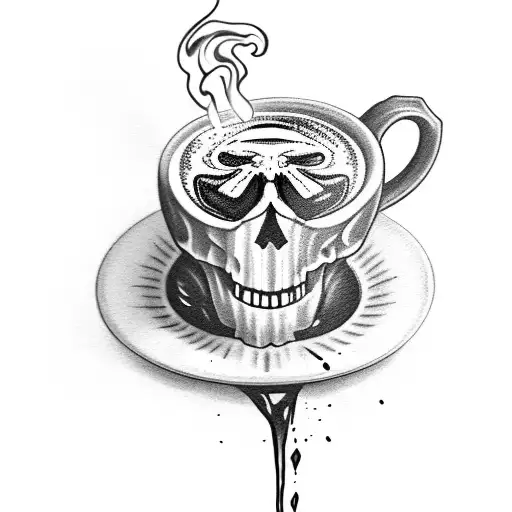 A Terrifying Skull Emerging From A Steaming Cup Of Coffee
