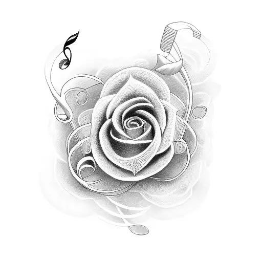A Music Note Intertwined With A Flower