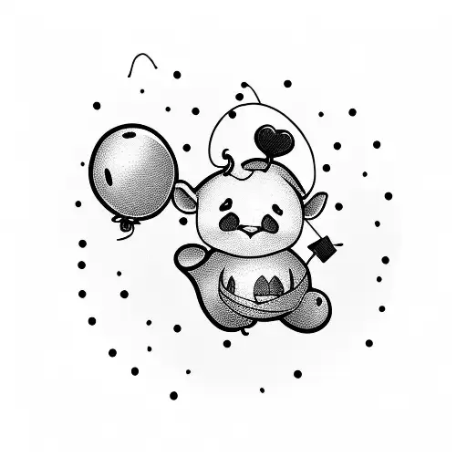 Flying Cute Cow With A Balloon