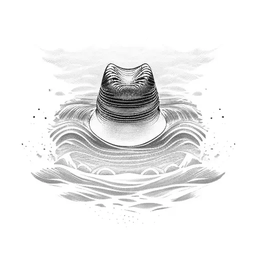 Ocean Wave With A Straw Hat Simply In Front