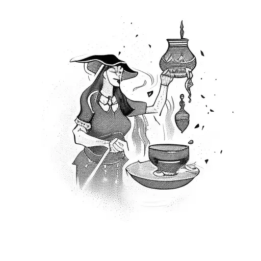 A Powerful Witch Brewing A Potion