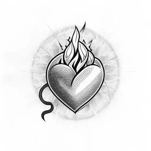 Minimalistic Heart With Fire