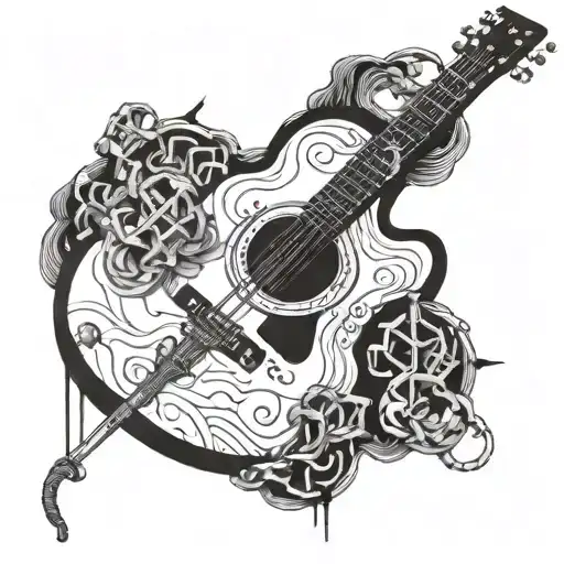 A Chemical Structure Of Serotonin Combined With A Guitar Neck