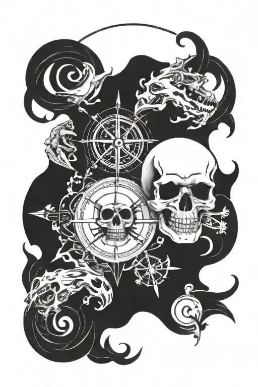 Skull And Compass Surrounded By Various