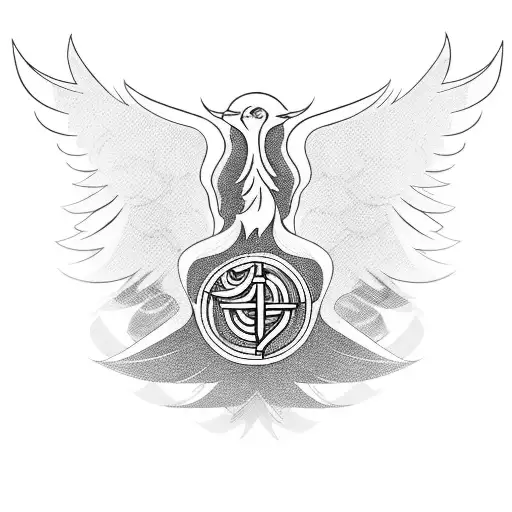 Medical Alert Symbol With A Phoenix Rising From Within