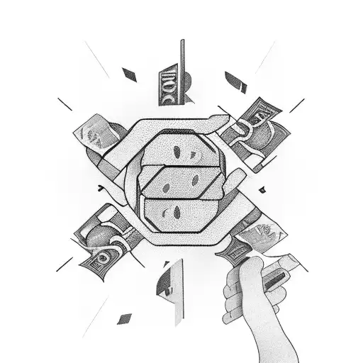 A Futuristic Hacker's Hand Holding A Stack Of Money