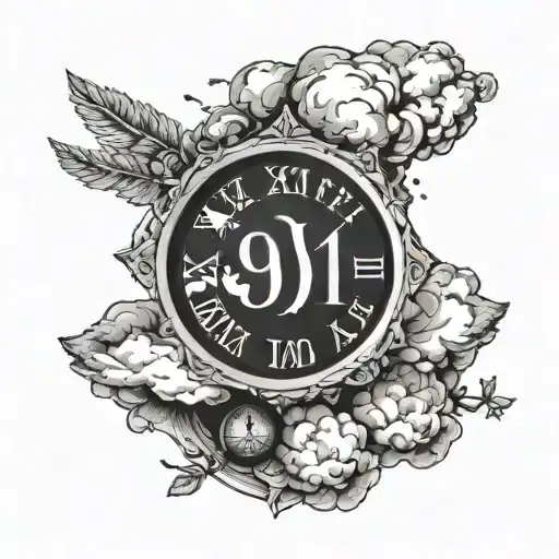 Paslm 91 Forearm Tattoo Featuring Roman Numerals Representing Important Dates With Clouds