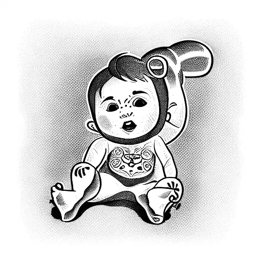 Cute Adult Baby In A Diaper