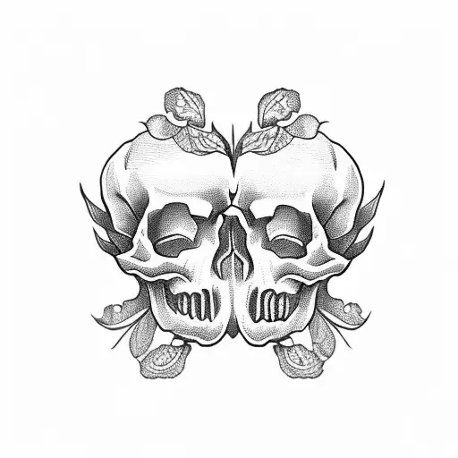 Skull Hand Holding Flower