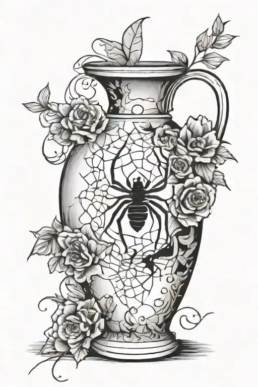Broken Vase With Spider And Web