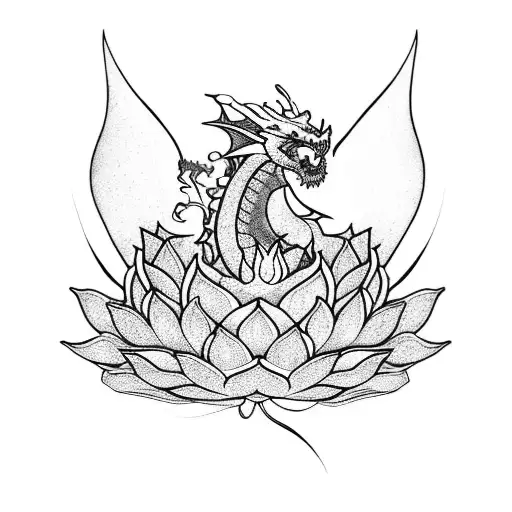 A Dragon Emerging From A Lotus Flower Symbolizing Rebirth And Transformation