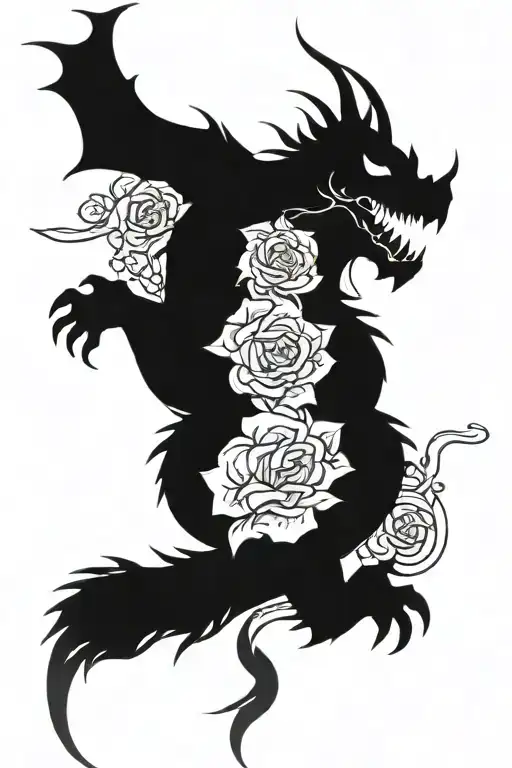 Dragon Wrapped With Samurai And Cherry Bossoms