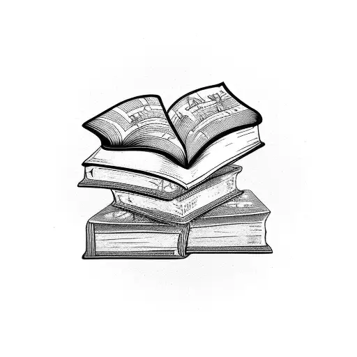 Stack Of Books With Music Notes Floating Above