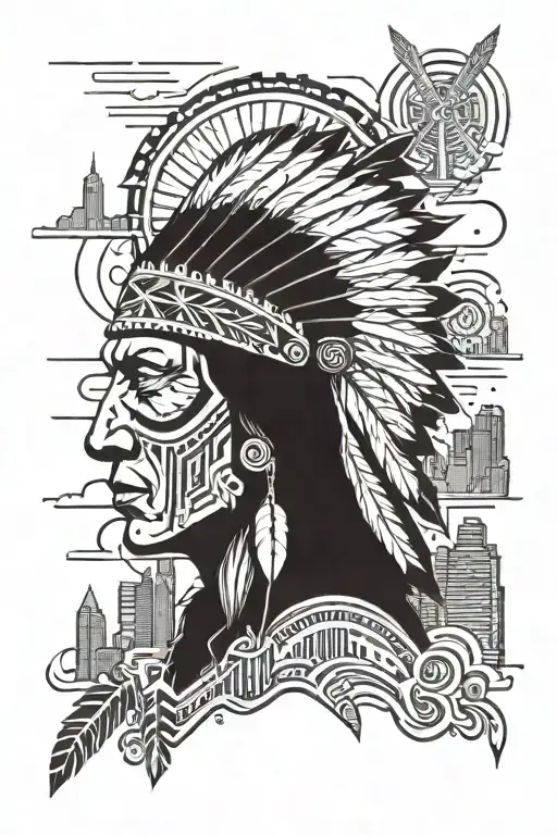Native American And Chicago Skyline Technology