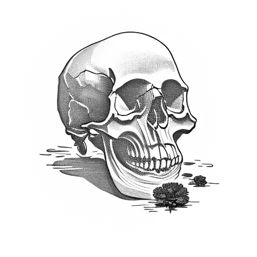 Skull With Marigolds