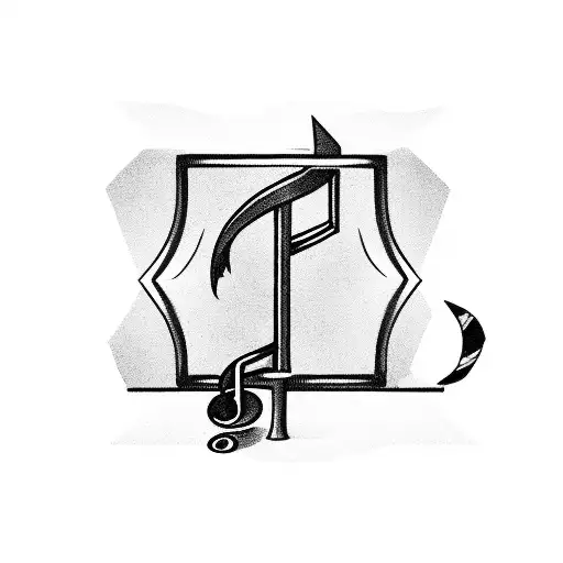 A Black And Grey Triangle With A Music Staff Inside