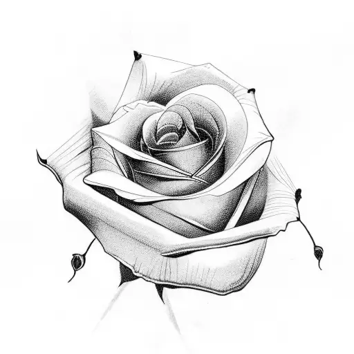 A Black Rose With A Stem Morphing Into A Quill Pen