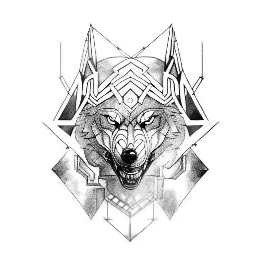 Geometric Viking Snarling Wolf Armor