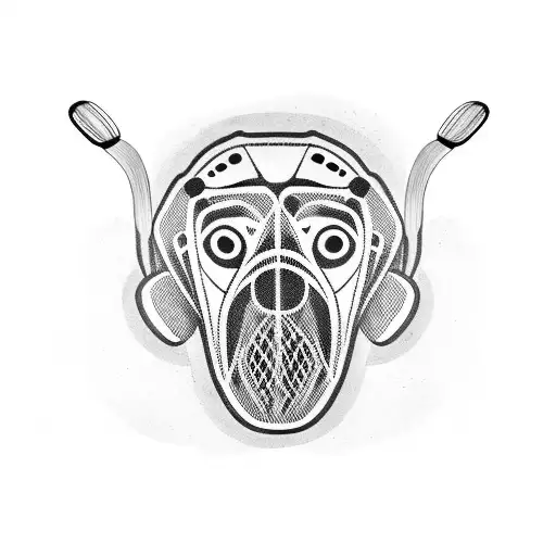 A Hockey Goalie Mask With Dog Paw Prints As The Design