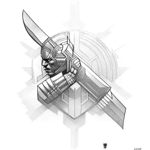 A Tattoo Of A Marvel Superhero Wielding A Futuristic Weapon