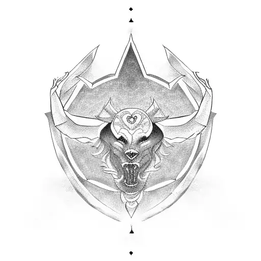 Zibu Symbol Of Unconditional Love With A Blackwork Style