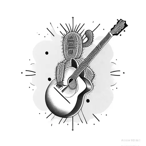 A Cactus Happily Strumming A Guitar