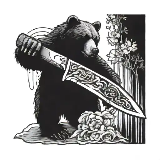 Knife With A Bear Holding