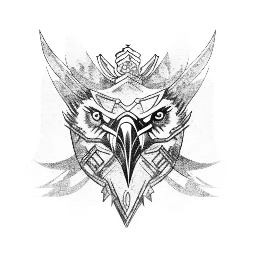 A Raven Perched On A Katana With Nordic Patterns