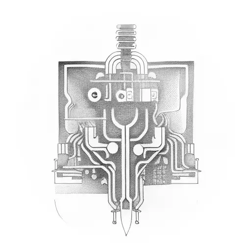 A Futuristic Computer Chip Integrated Into A Vintage Car Engine