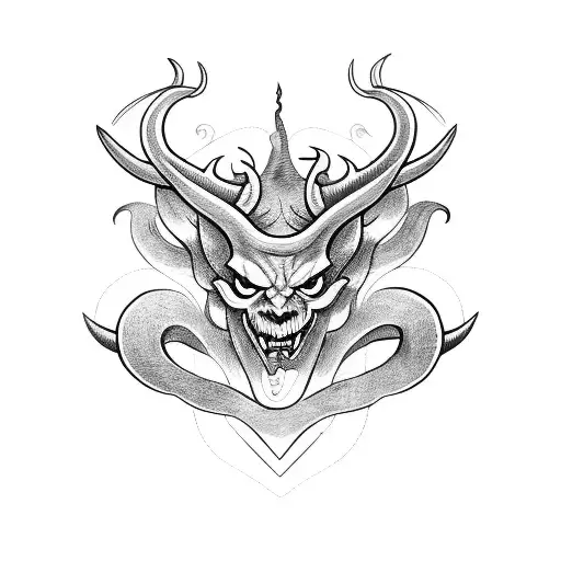 Demon With Horns Like A Branch Holding Parchment With Mouth