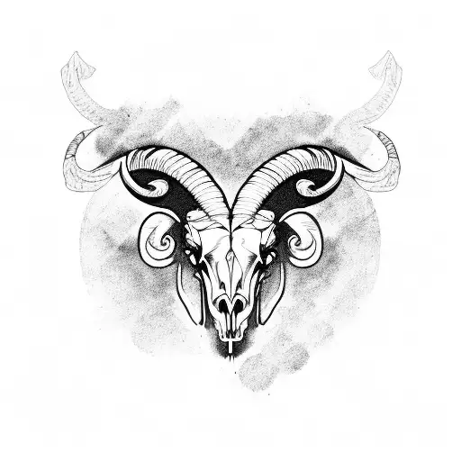 Ram Skull With Delicate Lines Surrounding It