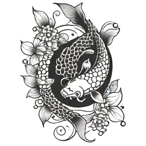 Large Koi Fish With Heart Shaped Pebbles