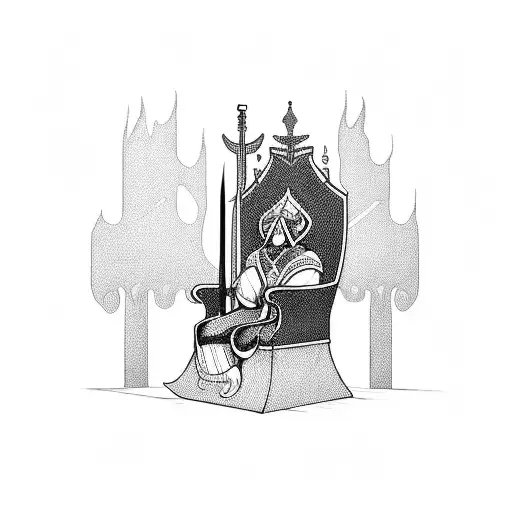 King Sitting On A Throne With His Right Hand Resting On A Sword