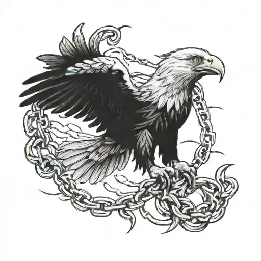 Flying Eagle With A Little Cross Chain Pinned To His Claws Nail