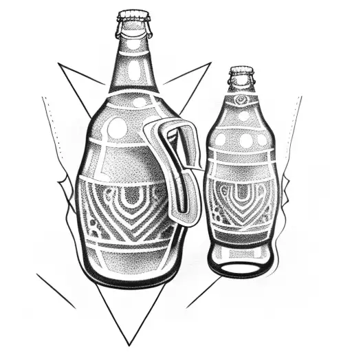 A Dotwork Tattoo Of A Beer Bottle And A Guitar Merging Together