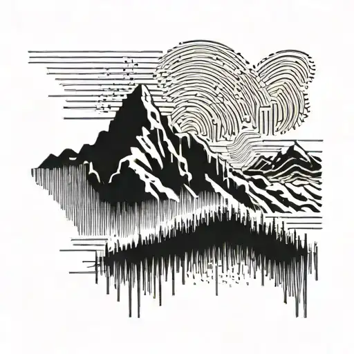 A Mountain Range Silhouette With A Binary Code Pattern Running Through It