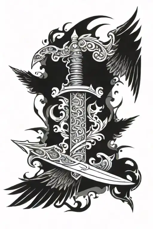 Sword And Wings Spread Wide