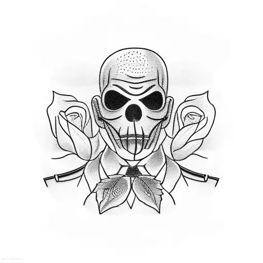 A Man Stands In A Uniform And In A Mask With A Rose In His Hand