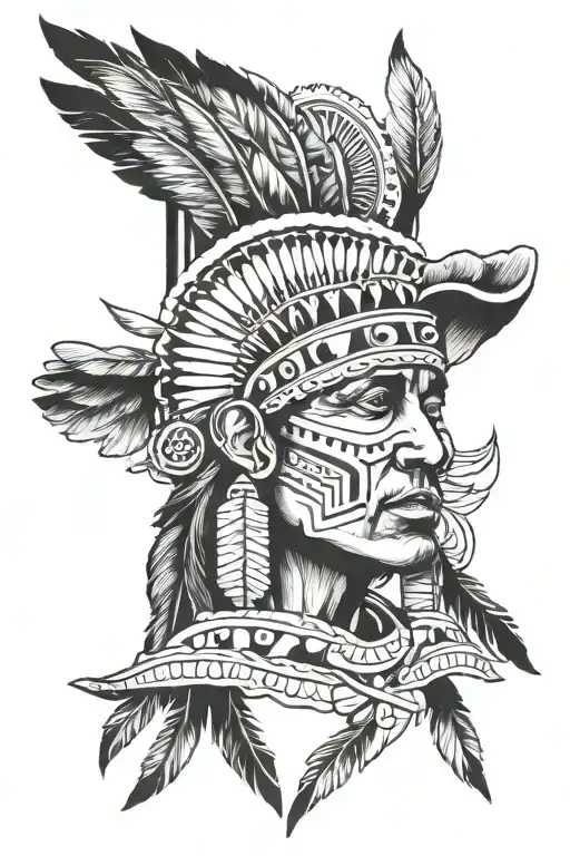 Native American And Mexican Memorial Tattoo Design Combining