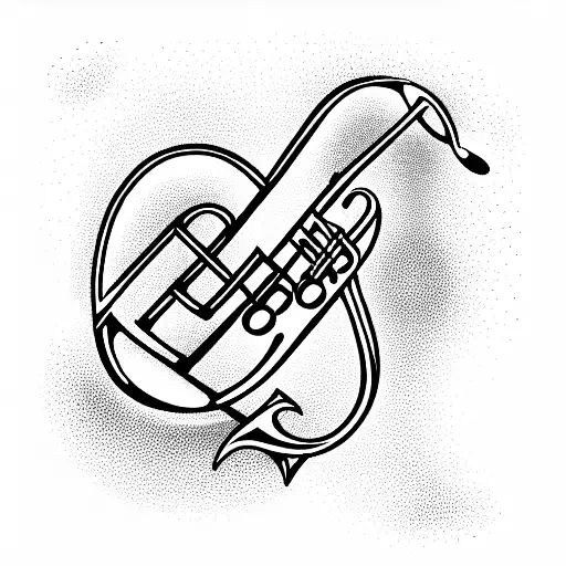 Saxophone With Music Staff Flowing Out Of The Horn