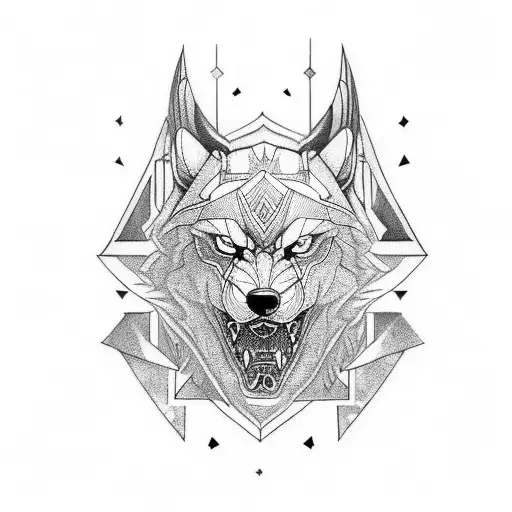 Geometric Viking Snarling Wolf Armor