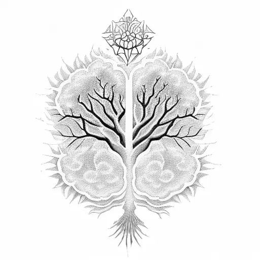 A Blackwork Tattoo Of A Tree Of Life With My Family's Nameas Leaves