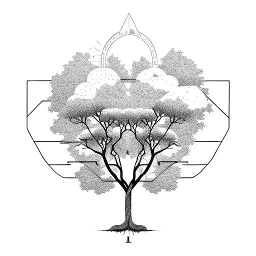 A Tree Turning On Right Side A Circuit Diagram On Left Side