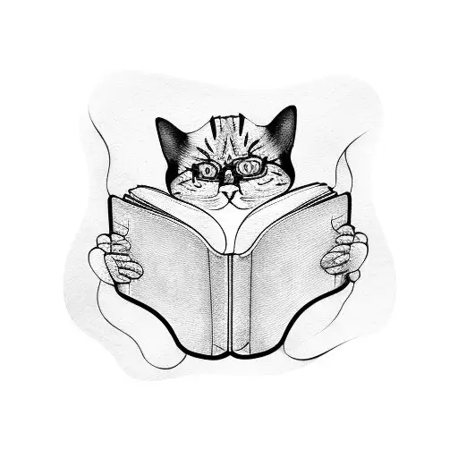 A Cat Reading Book Under Cancer Constillation