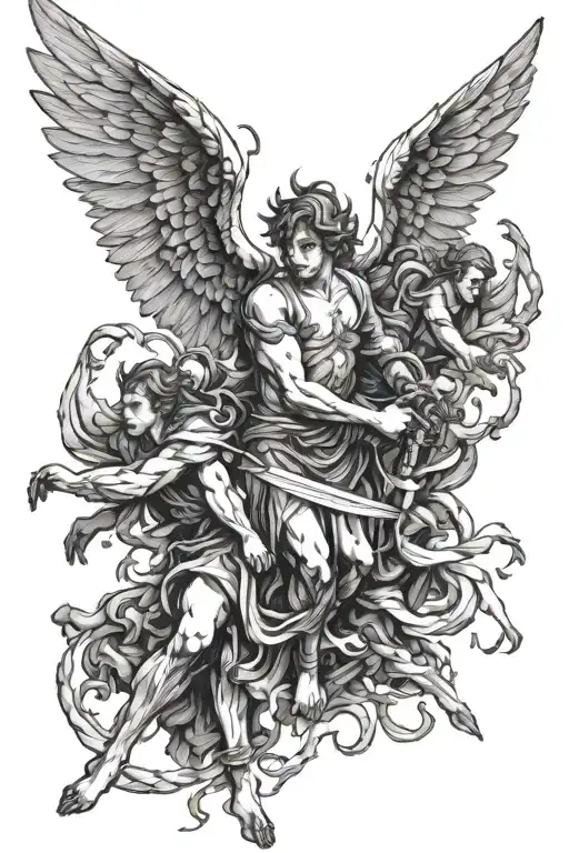 Angel Fighting Demons