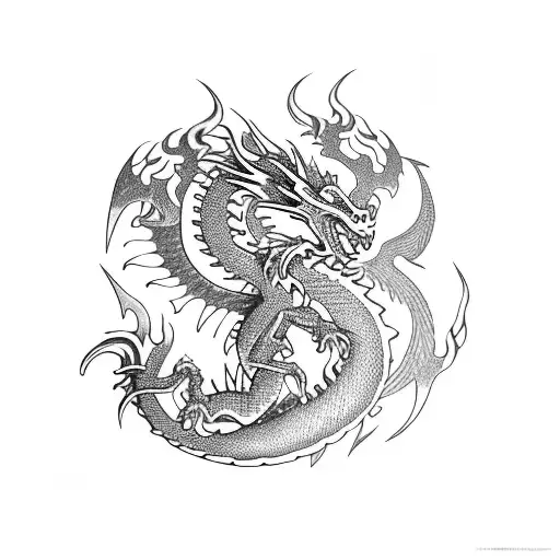 Dragon Spitting Fire And Music Notes